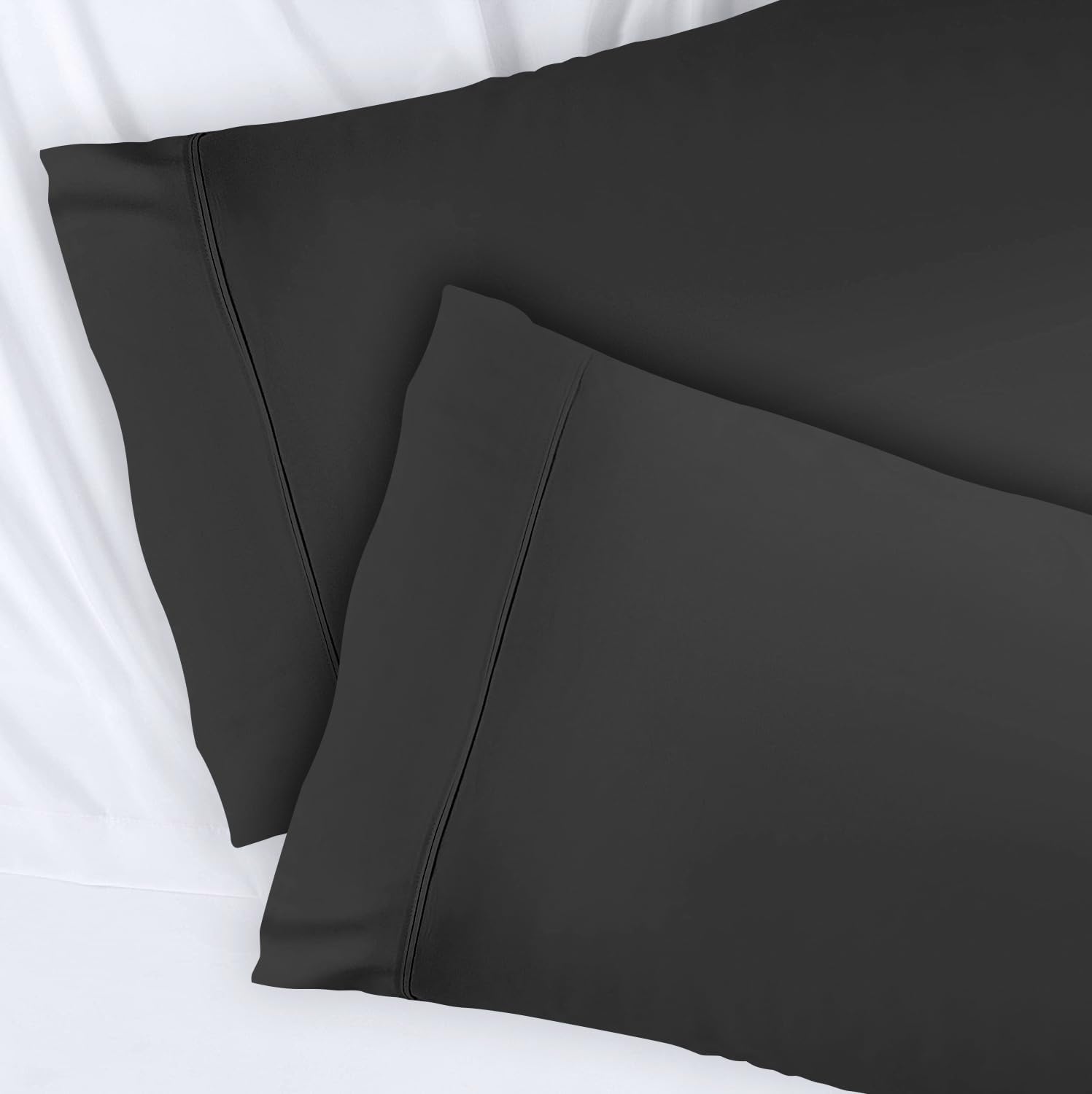 King Pillowcases - 2 Pack - Envelope Closure - Soft Brushed Microfiber Fabric - Shrinkage and Fade Resistant Pillow Covers Standard Size 20 X 40 Inches (King, Dark Grey)