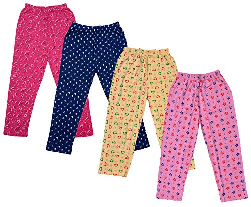Image of indi weaves Regular Fit Pure Cotton Pajama Pants with All Over Print for Girls (Multicolor Designs)(Pack of 4)