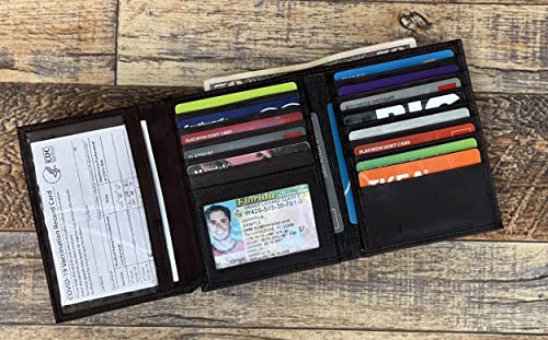 Bullz Hipster Wallet for Men | Genuine Leather Trifold Mens Wallet Credit Card Holder (Black)3