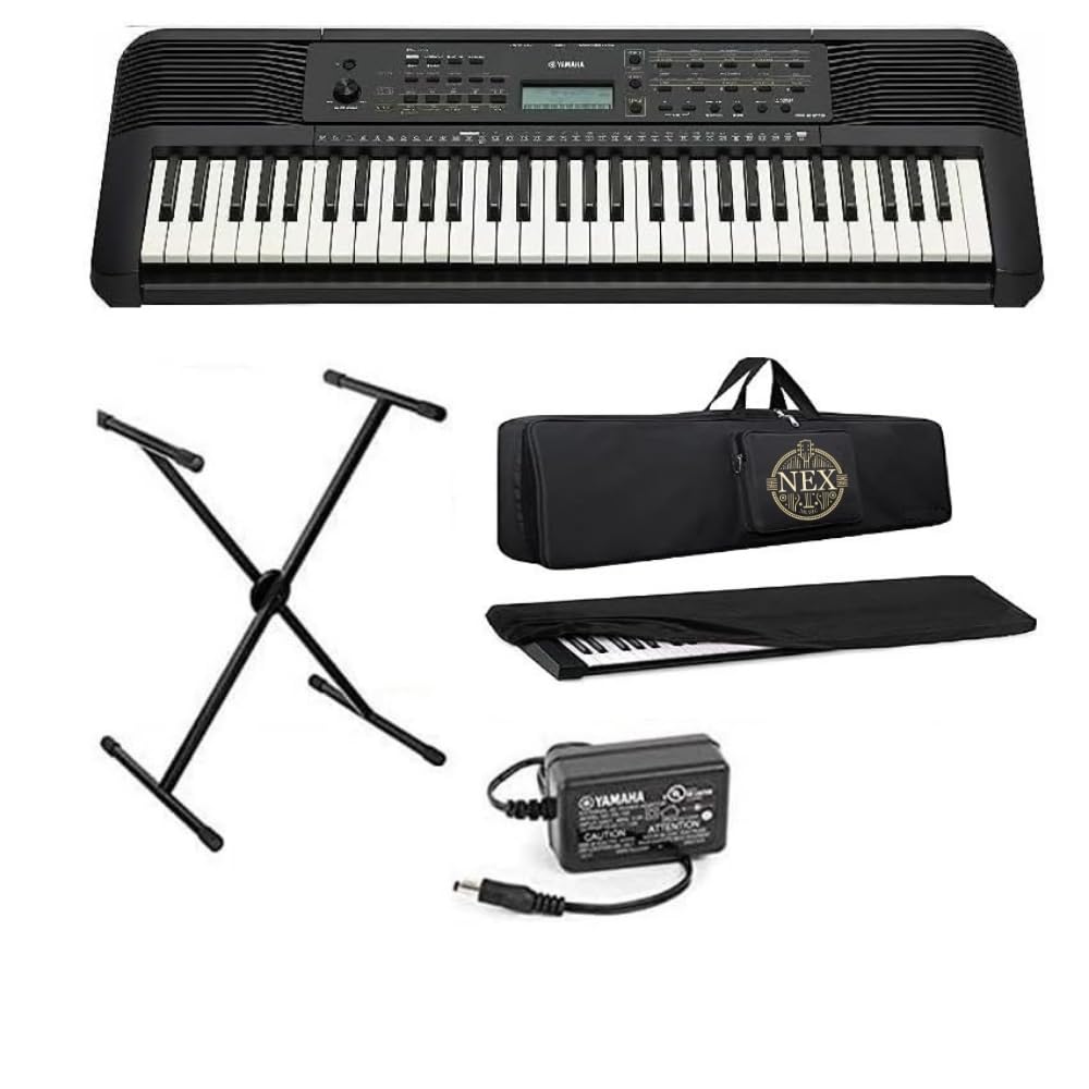 NEX Compatible with Yama-ha PSR-E283 Keyboard Digital Portable 61-Keys With NEX Keyboard Bag, Keyboard Stand, Dust Cover, & Power Adapter.-image-2
