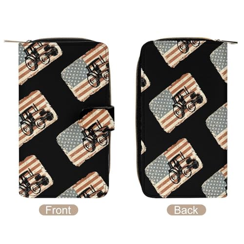 Vintage Patriotic Tractor U.S.A. Flag Long Wallet for Women Men Purses Coin Pouch Credit Card Holder Organizer3