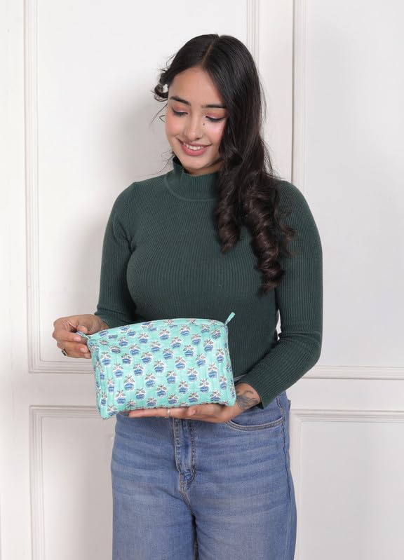 Image of Toiletry Travel Bag | Men's Shaving Kit & Women's Makeup Pouch | 23.5 x 11.5 x 17.5 cm | Mint Green
