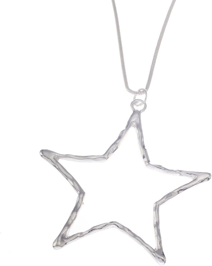 Jess and LouLagenlook Large Star Pendant with Long Necklace - Silver Plated - Hypoallergenic & Nickel Free