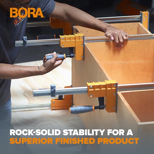 Bora 4 Piece Parallel Clamps for Woodworking Clamps 4 Pack 2 x 24 inch plus 2 x 31 inch Parallel Clamp Spreader Set Bar Clamp 1100 Lbs clamping force Bar Clamp Set 571550I