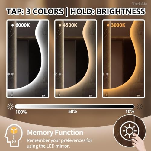 Image of Alfa Design Bathroom LED Mirror, 20''x30'' Asymmetrical Cloud Mirror, 3 Color with Anti-Fog Glass, IP54 Waterproof