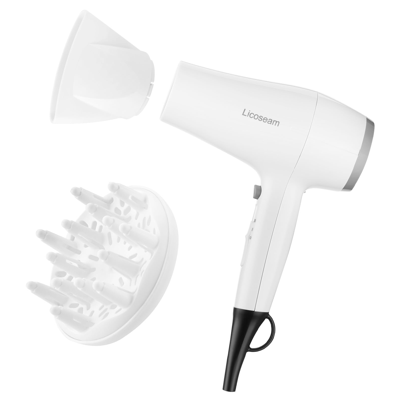 Hair Dryer, 1875W Compact Hair Blow Dryer, with Diffuser and Concentrator, White