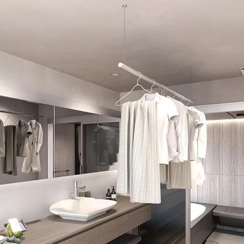 ALMETAX アルメタックス ALCOLOLOハンガーバー 室内物干し 天井付け ワイヤー式 高さ調整可能 アルミ製 軽量 日本製 ランドリーバー ランドリールーム アイアンバー インテリア 幅900mm / 1400mm / 1800mm 耐荷重10k