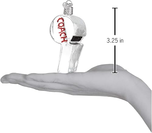 Miniatura 5 de Old World Christmas 36205 Sports Collection Adornos de vidrio soplado para silbato de entrenador de árbol de Navidad