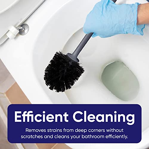 Image of Modern Toilet Brush and Holder, Grey Toilet Bowl Scrub Brush with Storage Caddy, Bathroom Cleaner. by Superio