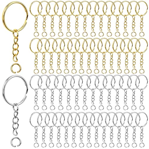 Teenitor 120Pcs Key Chain Rings, Keychain Kit with Keychain Chain&Jump Ring