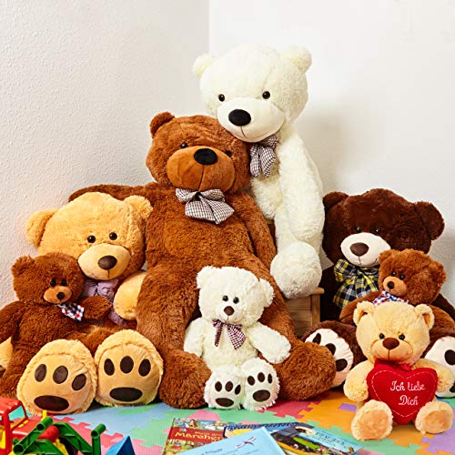 Lumaland Teddybär mit Herz in Beige 30 cm - Ich Liebe Dich Teddy - kuschelig - Plüsch Kuschelbär Kuscheltier Herzkissen - ideal für Freund und Freundin - Geschenk zum Valentinstag – Bild 5