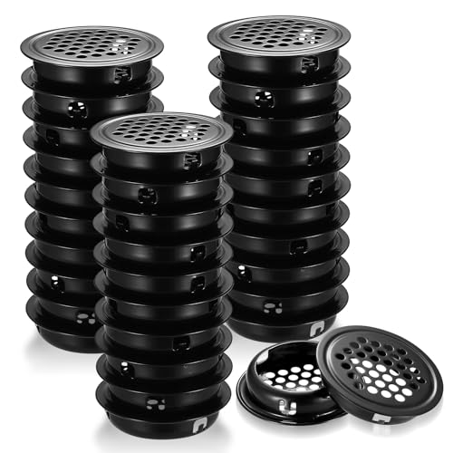 32 Piezas 35mm Orificios de Malla de Ventilación Redondos de Acero Inoxidable, Rejillas de Ventilacion, Placa de Ventilación Acero inox para Cocina Baño Estantería Gabinete Armarios