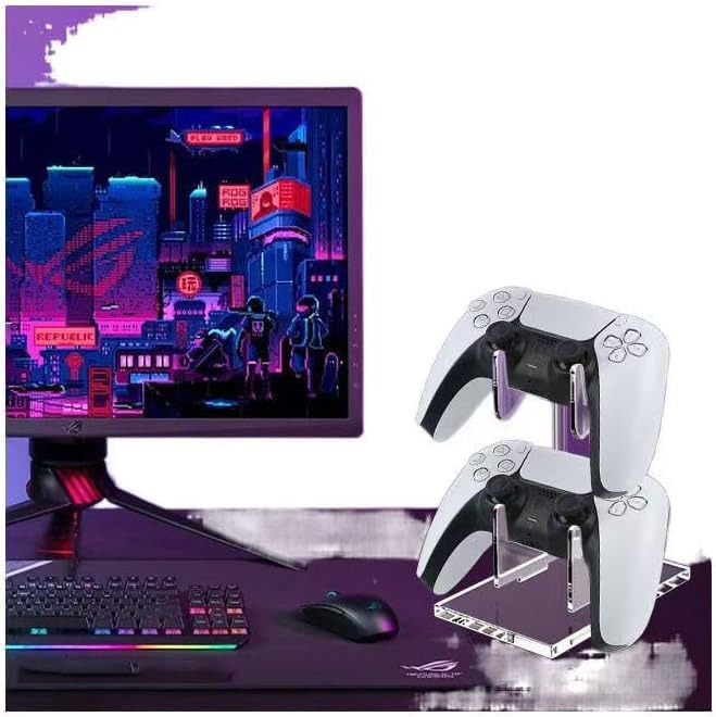 Game Controller Holder 2 Tiers - Universal Dual Controller & Headphone Stand, Acrylic Clear Display Stand Compatible with Nintendo Switch, Xbox, PS5, PS4 - Desk Mounts - Image 8