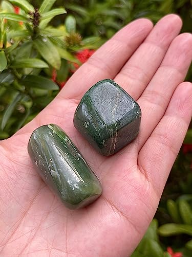 Image of GAF TREASURES 1 /2 LB Nephrite Jade Tumbled Stones, Polished Nephrite Jade Gemstone, Nephrite Jade Healing Crystals (Nephrite Jade)