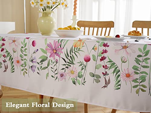 Sastybale Summer Tablecloth Rectangle, Blooming Floral Table Cover With Butterfly And Petals, Stain Resistant Table Cloth Washable For Dining, Spring Tabletop Decor (Rectangle, 52" X 70") #TOP3