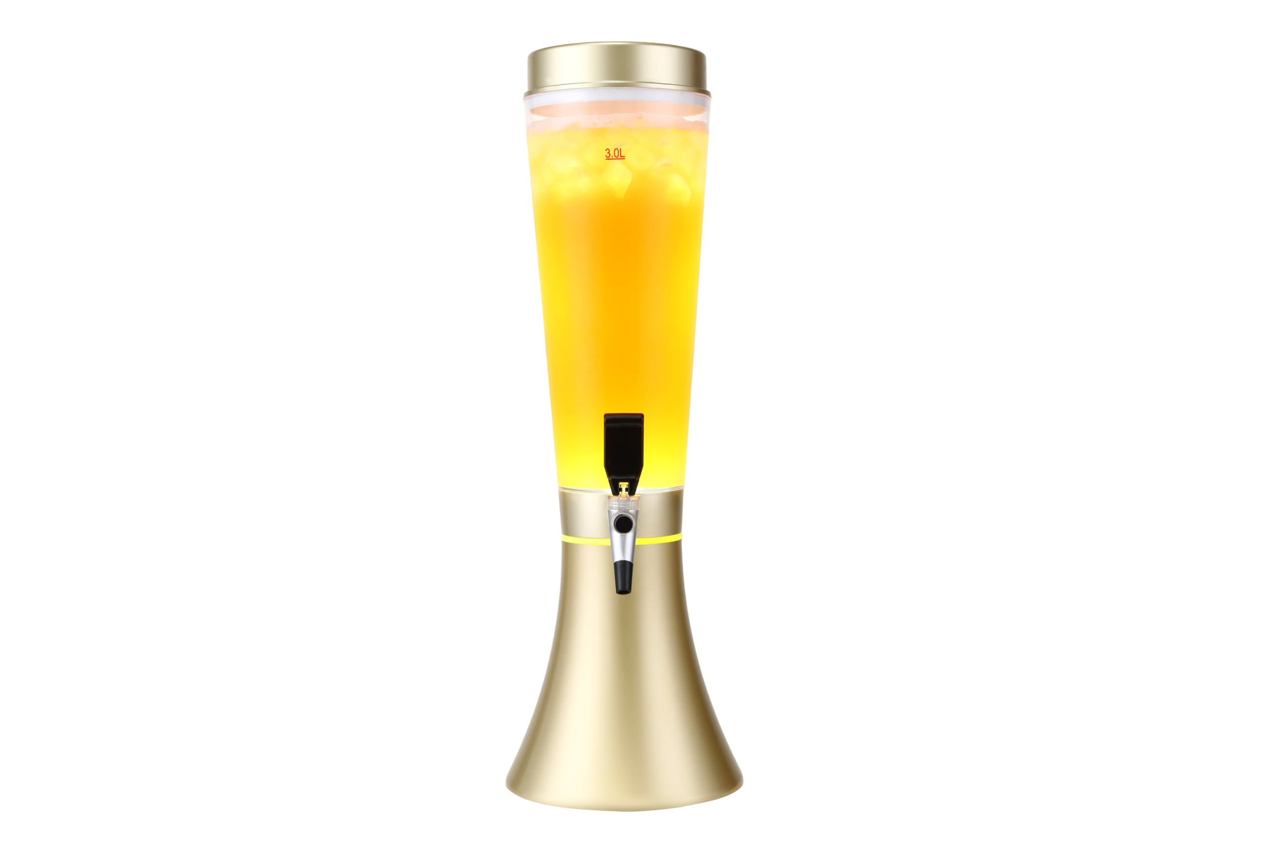 Bierturmspender 3 Liter mit Zapfhahn - XXL | Party Biersäule 61 cm hoch - tropfsicherer Zapfhahn - hält Wein, Mixgetränke & mehr - Gastroqualität