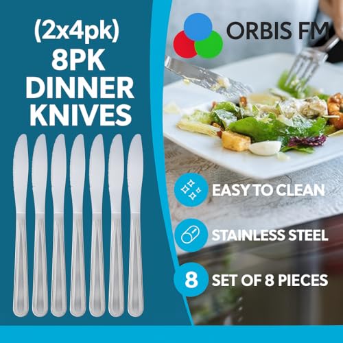 ORBIS FM®️ 8x Stainless Steel Dinner Knives – 22cm Durable Table Cutlery Set, Dishwasher Safe – Sleek Design for Dining, Kitchen & Restaurant Use - Image 4