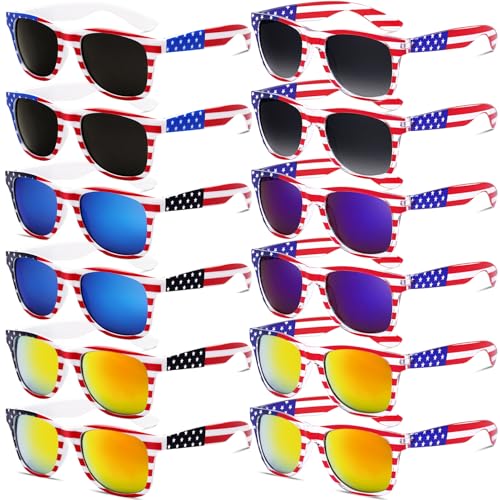 Image of knliwkm American Flag Sunglasses for Men USA American Flag Glasses Fourth of July Accessories