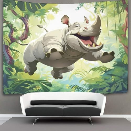 Couverture murale imprimée rhinocéros 3D idée cadeau originale