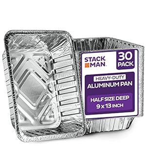 9×13 Disposable Aluminum Foil Pans 30 Pack Large Baking Pan Trays – Heavy Duty Tin Tray Half Size Chafing Dishes. Food Containers for Roasting, Cooking, Heating or Steam Table