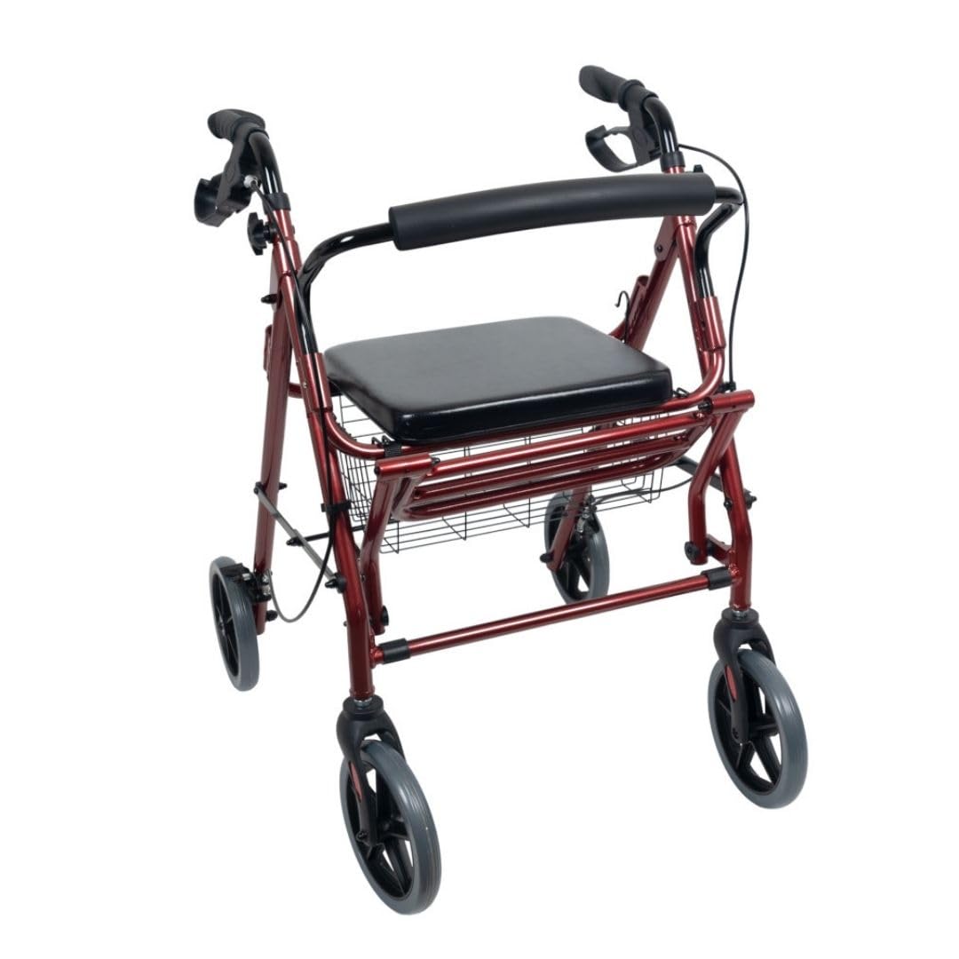 Queraltó Andador Rollator y Silla de Ruedas para Ancianos 2 en 1, Rojo