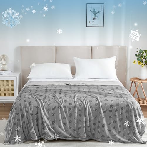 WONGS BEDDING Kühldecke Sommerdecke - mit Japanische Arc-Chill Q-Max 0,43 Kühlfasern, 2 in 1 Selbstkühlende Decke für Menschen zum Reisen Sofa Büro Betten Hause, Grau 150x200 cm