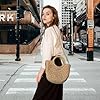 Licsaliwe Stroh-Geldbörse Stroh-Handtaschen für Damen minimalistische Sommer-Strandtasche aus gewebte Umhängetasche mit Henkel Oben für Strand Pool Shopping Dating Kaffee #1