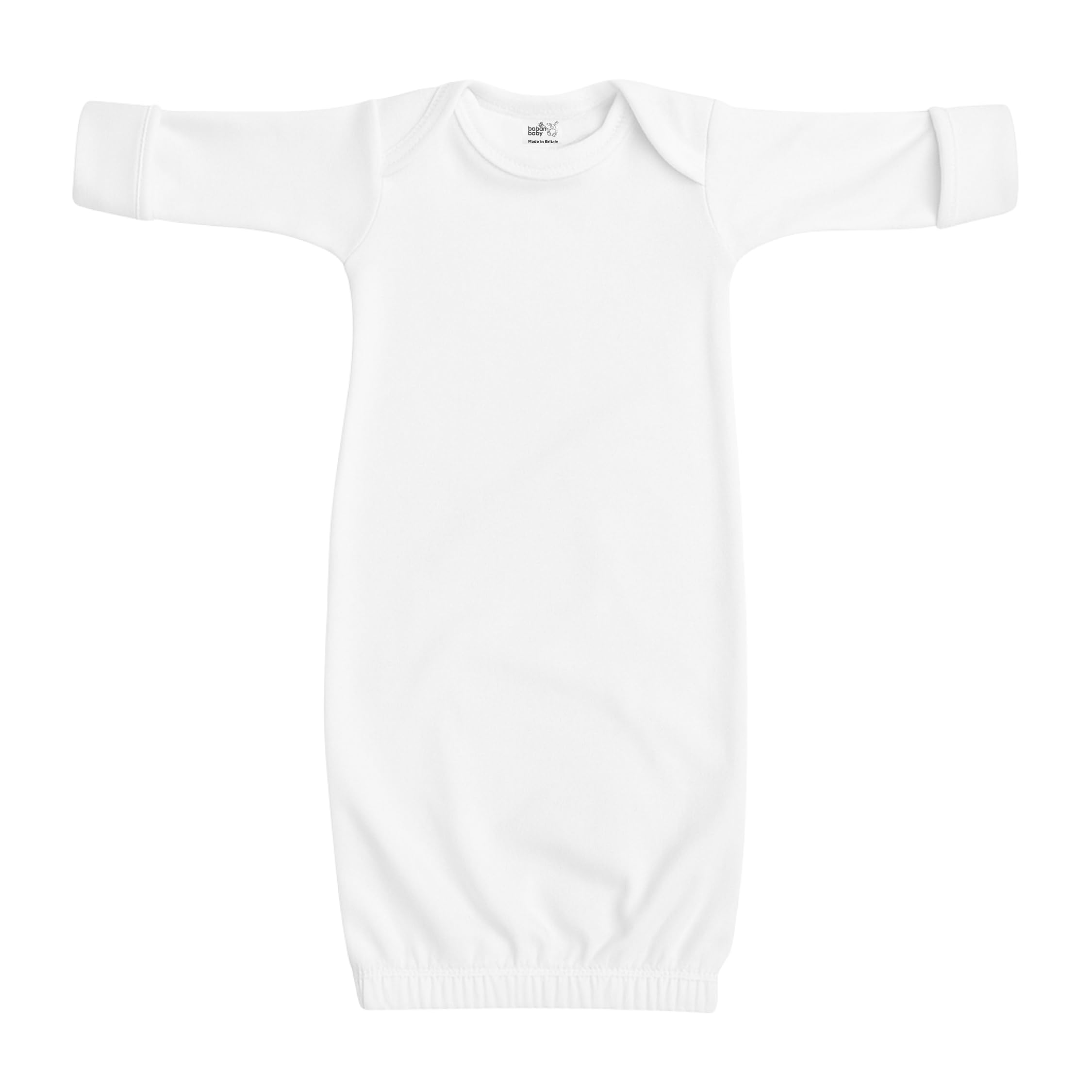 Baban Baby Unisex Infant White Nightgown - Plain Cotton Baby Nightie For Boys And Girls, Made In Britain Newborn