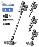 Proscenic P11 Akku Staubsauger mit Wischfunktion, 45KPA-550W-60Min Kabellos und Saugwischer, Anti-Tangle für Teppich Hartböden Vorhang Haustierhaare, Silber