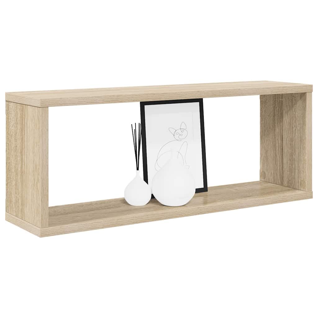 Set di 4 mensole da parete in rovere Sonoma, 60 x 15 x 23 cm, scaffali sospesi in legno, a cubo, per soggiorno e corridoio, scaffali sospesi per libri e decorazioni