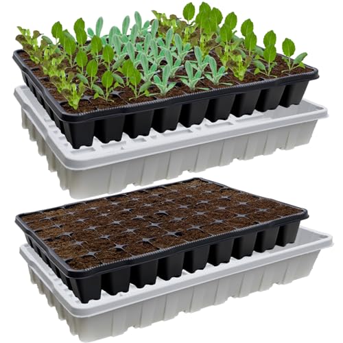 KRONLY Lot de 2 plaques de culture solides avec soucoupe 108 trous de plantation - Plaque de semences pour la culture