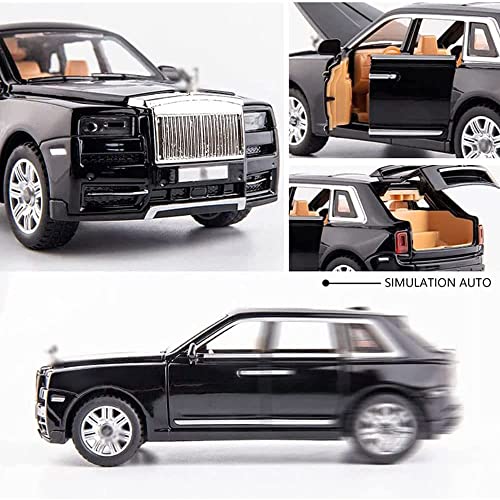 Image of DEUSON ECOM 1:32 Diecast Metal Car Model Cullinan Toy Car for Kids Sound and Light Pull Back, Black