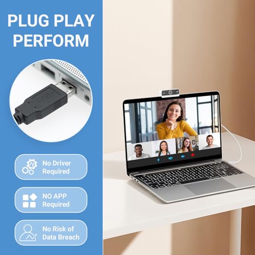 Image of Webcam for PC,HD 1080P USB Plug-and-Play Computer Web Camera, HighDefinition Webcam for Desktop Laptop,Ideal for Online Class, Video ConferenceLive Streaming & Gaming
