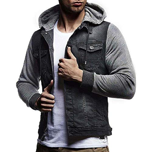 NOBRAND Chaquetas y Abrigos para Hombre Marca de Invierno con Capucha Chaqueta Demin Apenada Vintage Tops Abrigo Outwear Chaqueta Jean Chaquetas de Mezclilla para Hombre