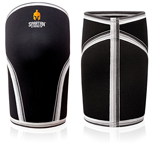 Sparthos Spartan Strength Knee Sleeves (Pair) Support & Compression for Weightlifting, Powerlifting & Squats Heavy Duty 7mm Neoprene (MS - Knee Measurement 12 1/2-13 3/4)