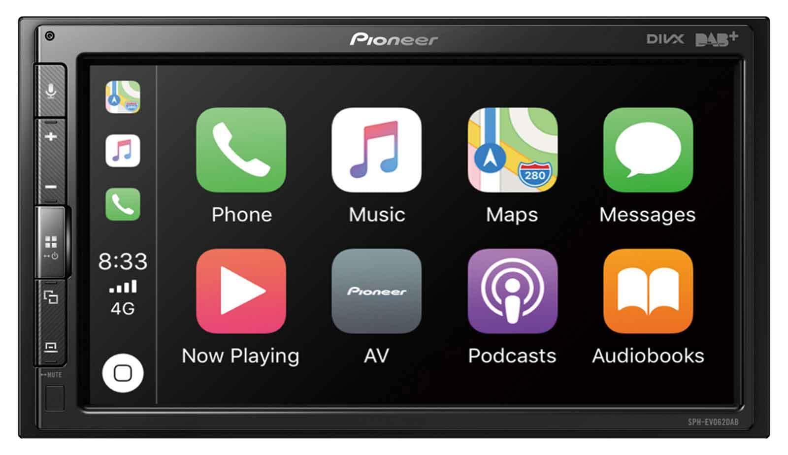 Pioneer SPH-EVO62DAB Mediacenter per Renault Clio IV – Touchscreen da 6,8 pollici, 1,5A Quick-Charging USB, Apple CarPlay, Android Auto, radio digitale DAB/DAB+, Bluetooth, equalizzatore a 13 bande