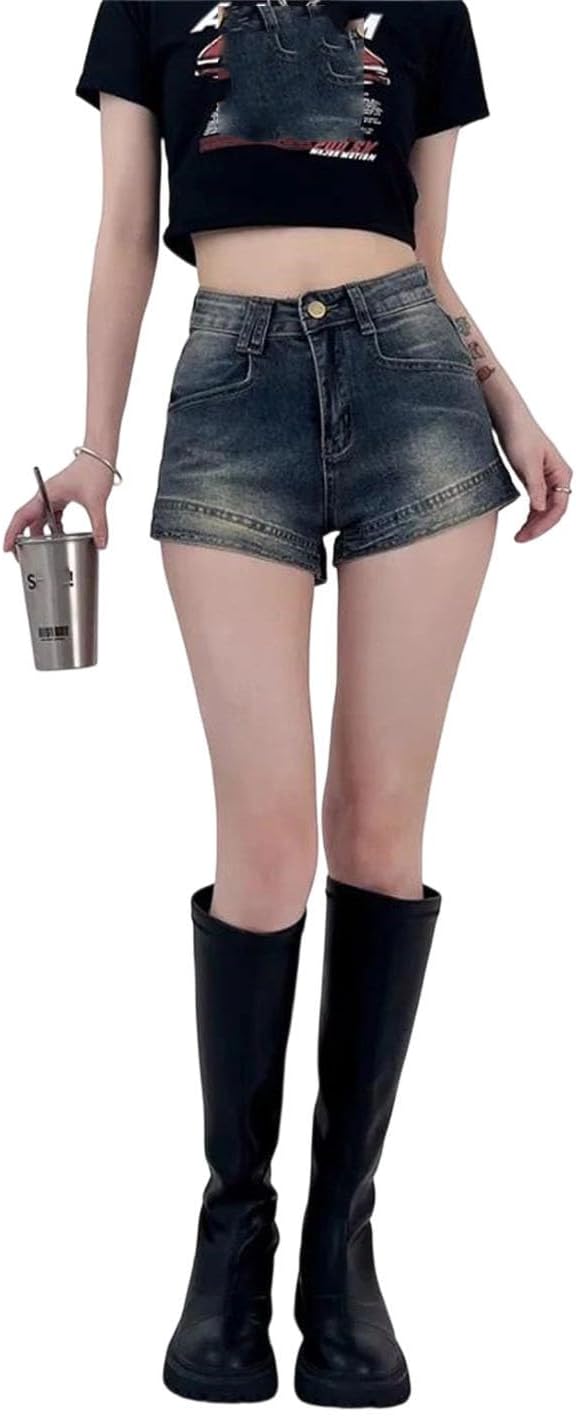 Women's Summer High Waist Retro All Match Denim Shorts