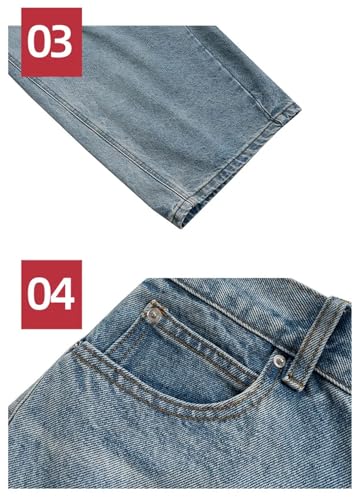 Men's and Women's Vintage Jeans Wide Leg Pants High Street Washed Vintage Distressed Denim Pant3