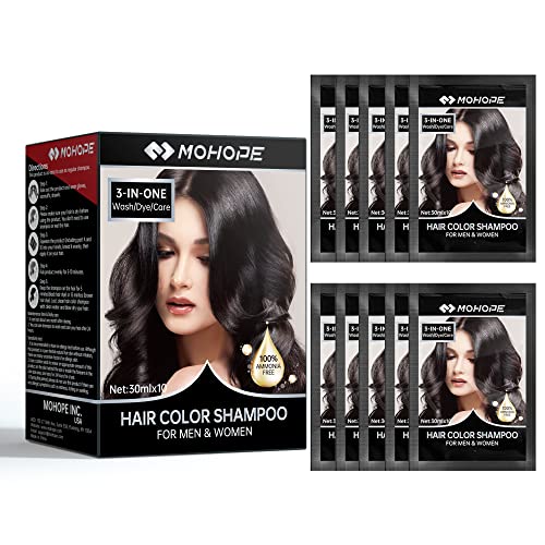 MOHOPE Shampoo Negro para Cabello Gris 30ml x 10 Unidades