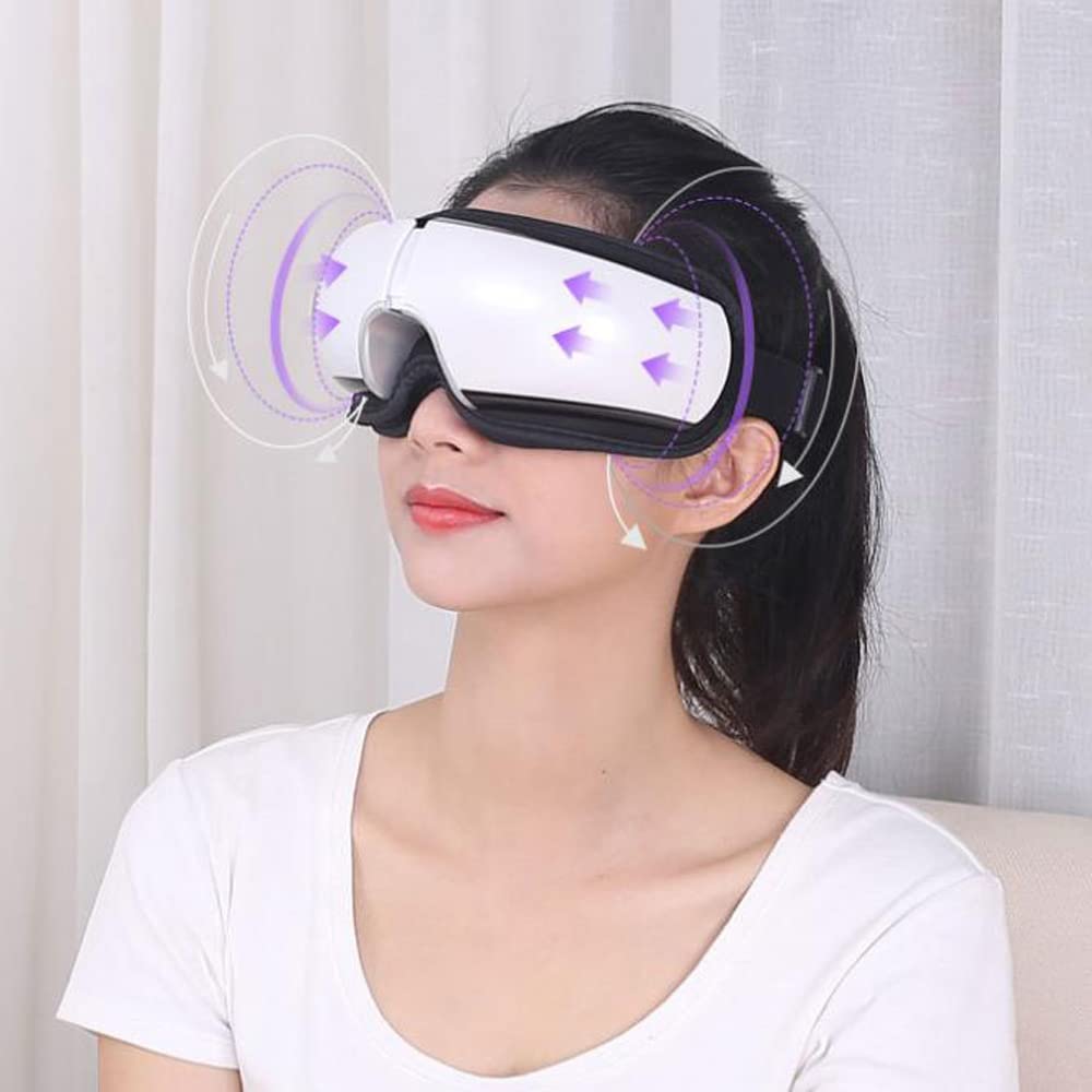 Masseur des Yeux Appareil de Massage Oculaire avec Fonction de Chauffage Musique Compression d'Air pour Migraine Anti Cernes et Rela