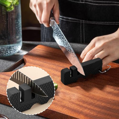 1 Stück Messerscheide Aus Er Und 1 Stück Tragbarer Messerschärfer, Messerschutzhülle, Messerzubehör, Geeignet Für Küche, Camping, Grillen