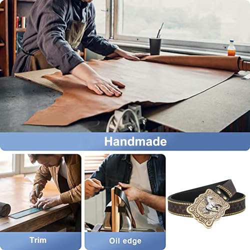 Leather Embossed Belt Adjustable Fashion Personalities Carved Buckle Western Metal Punk Rock Style Jeans Belt4