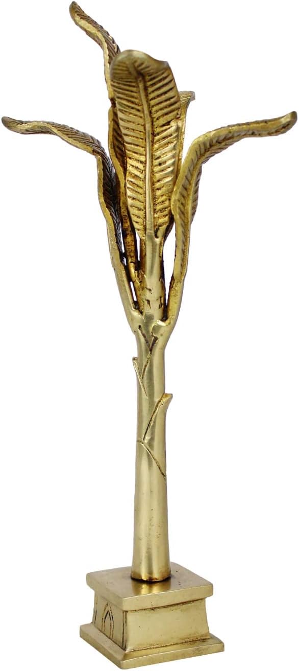 Kartique Brass Metal Banana Tree of Life Table Decor for Living Room Bedroom Handmade Modern Artwork Diwali Gifts Height 10 Inch Gold Color.