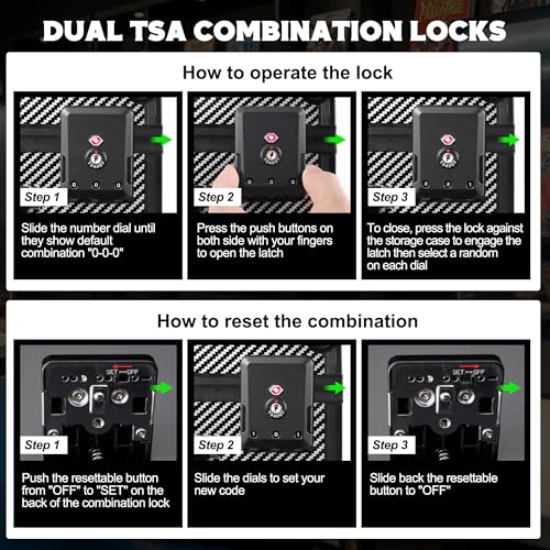 Image of Kabinka Graded Card Case, Aluminum Alloy Graded Card Storage Box | Holds 140 Card Slabs, Sports Trading Card Case with TSA Combination Lock, Fits PSA /CSG /CGC /SGC /BGS, Carbon Fibre