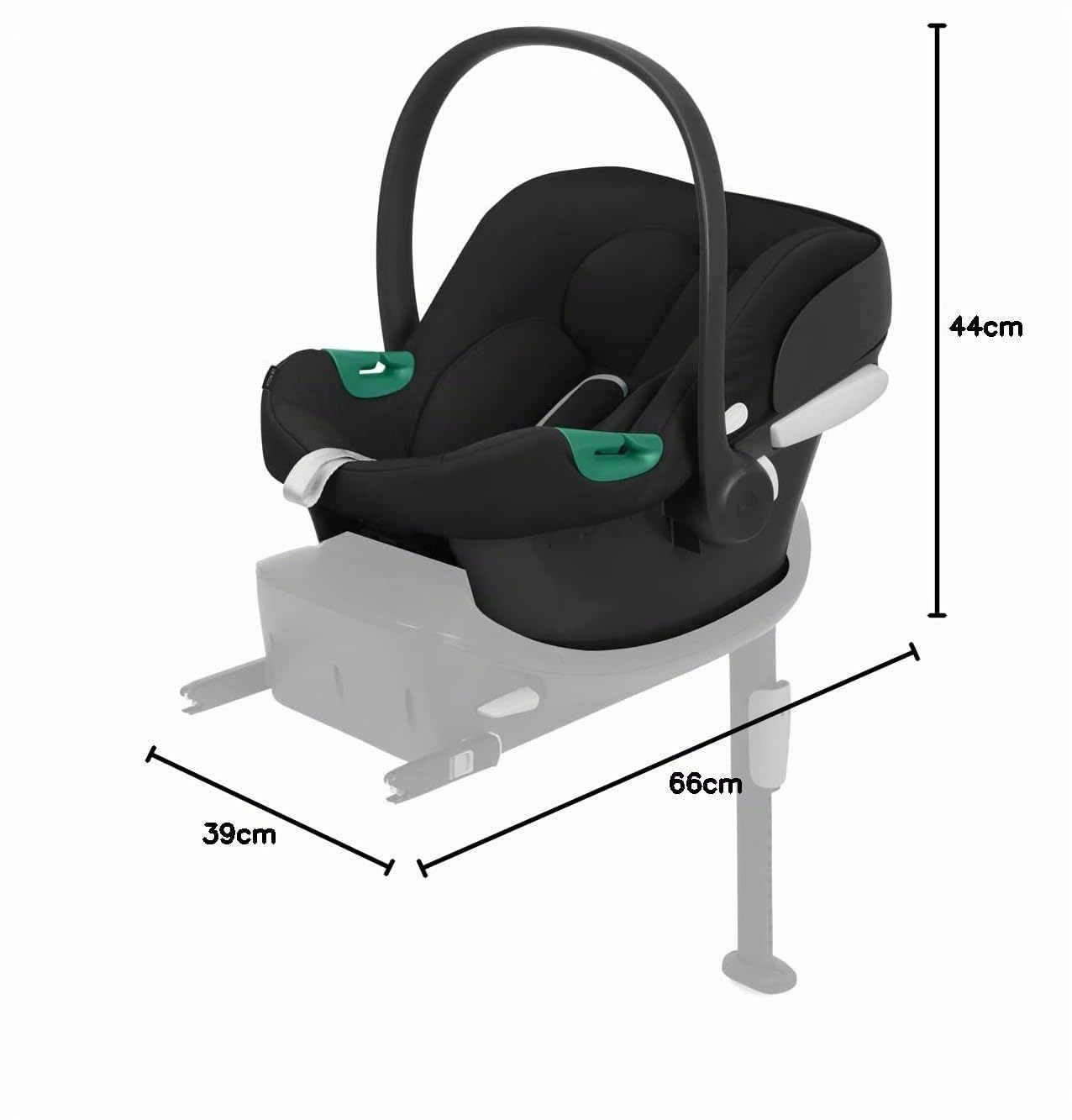 CYBEX Coque Aton B2 i-Size avec Base One, De la naissance à environ 24 mois, Max. 13 kg, Base Isofix et Coussin Réducteur pour Nouveau-né inclus, Compatible SensorSafe, Volcano Black