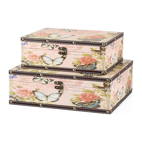 SUMNACON Wooden Butterfly Pattern Storage Box Cover