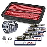 BESTPRICE Inspektionspaket Filterset mit 1x Luftfilter, 4x Zündkerze Super plus FR7DCX+, 1x Ölablassschraube mit Dichtung, Kompatibel mit MAZDA MX-5 II (NB)