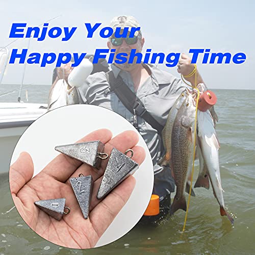 Alwonder 10Pcs Pyramid Sinkers Kit, 1Oz 2Oz 3Oz 4Oz, Surf Fishing Weights Sinker Fishing Lead Weights Sinker No Roll Sinker For Freshwater Saltwater #TOP6