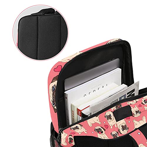 Sac de travail tendance pour ordinateur portable femme fille homme avec carlin rose - 3