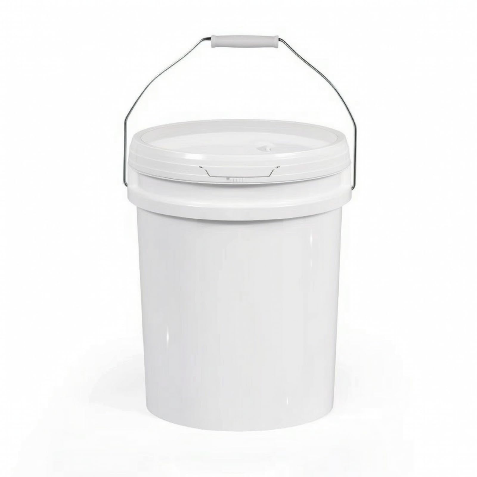 Cubo Industrial de Almacenamiento con, Blanco, 20L Modelo A con Boquilla, Tapa A Presión Engrosada